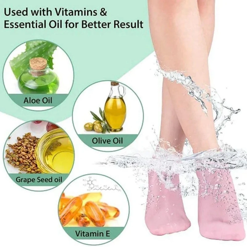 4 Pairs Full Foot Moisturizing Anti-Cracking Silicone Socks, Foot Protectors To Prevent Heel Dryness, Beach Socks Durable