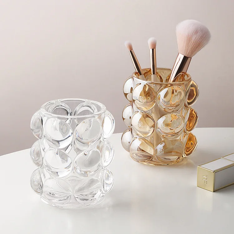 Unleaded Glass Crystal Pen Holder Make Up Brush Barrel Desk Organizer Storage Holder Display Organment Home Decoration Water Cup