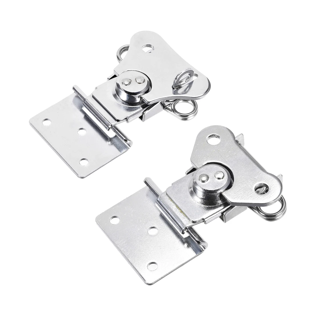 2Pcs Iron Spring Loaded Butterfly Toggle Latch Catch Clamp Box Buckle Rotary Lock 57x65mm 65x66mm Butterfly Twist Latches Silver