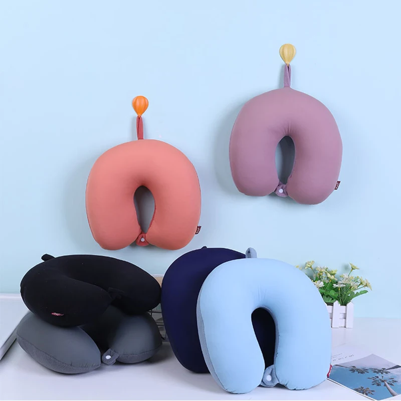 Spring And Summer New Solid Color Foam Particle U-Shaped Pillow, Simple Cotton Neck Pillow, Portable Home Office Travel