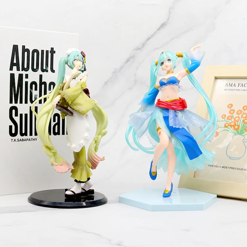 Hatsune Miku figura Anime Hatsune Miku modello carino due dimensioni ornamenti Desktop Cartoon Girl Doll giocattolo per bambini regalo in scatola