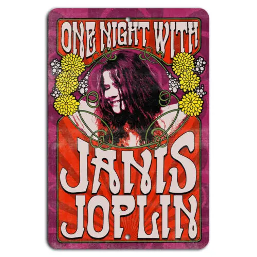 Placa de metal 'One Night with Janis Joplin' - alumínio