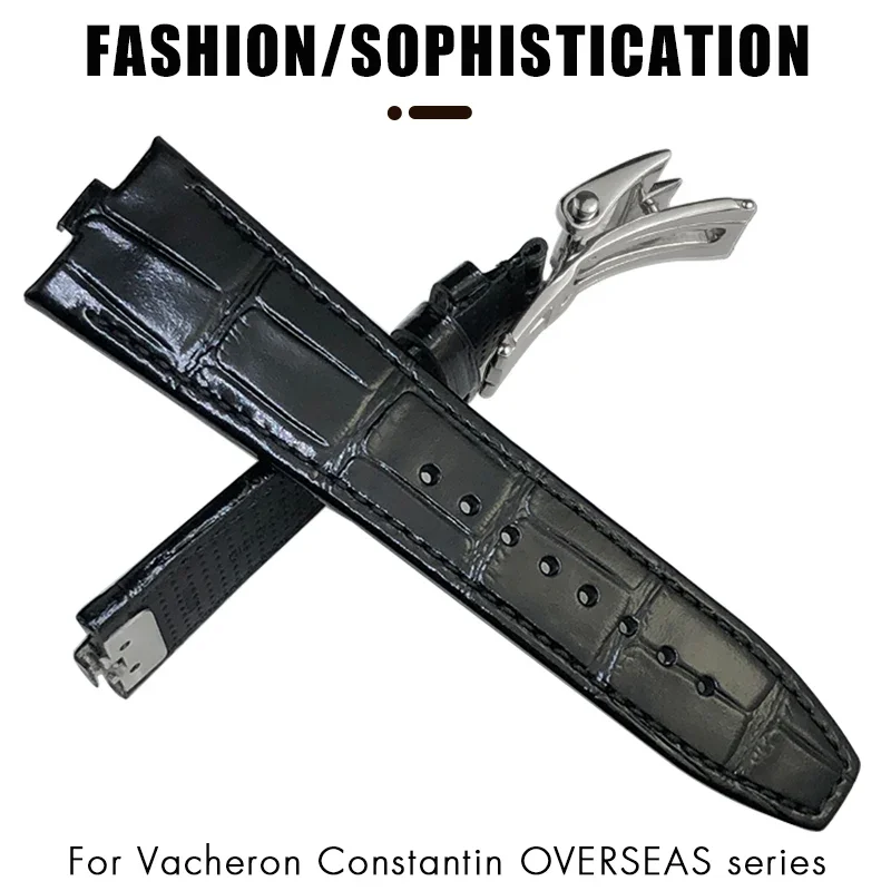 High Quality Genuine Leather Watchband 24X7mm for Vacheron Constantin Overseas 4300V 4500V 5500V Quick Disassembly Watch Strap