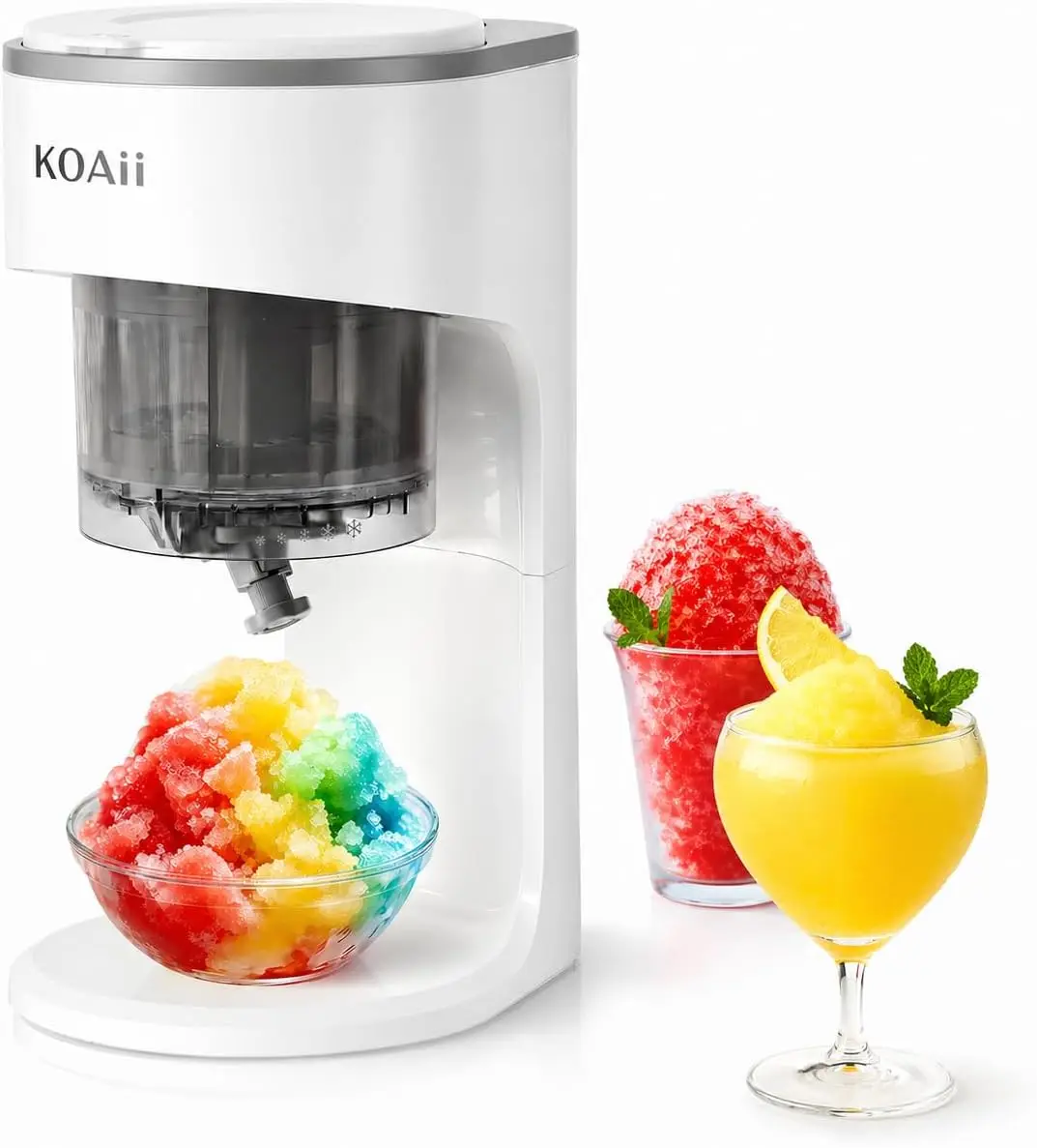 

Snow Cone Machine, Electric Shaved Ice Maker with 5 Reusable Ice Mold Cups, Coun top Ice Shaver Machine for Kids & Fami