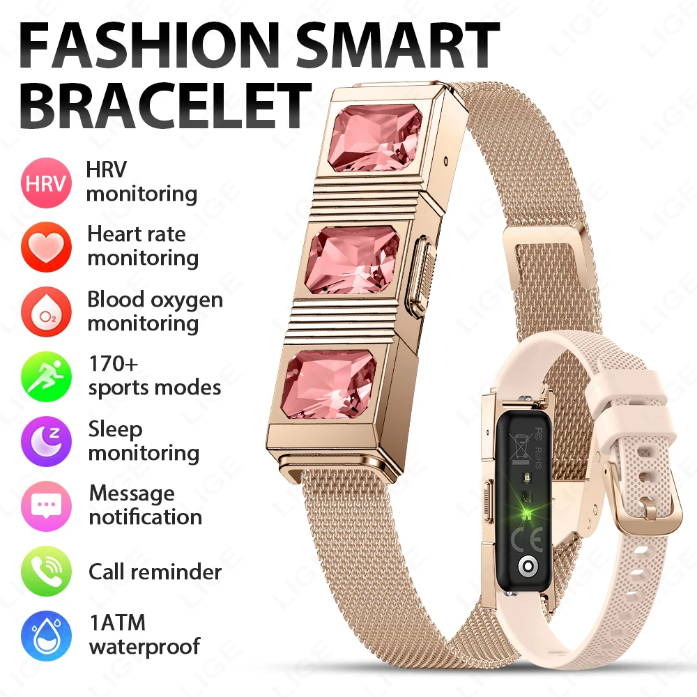 

LIGE Smart Bracelet Women Men Heart Rate Blood Oxygen Sleep Monitor Wristwatch Waterproof Smart Watch Fitness Smart Band Ladies