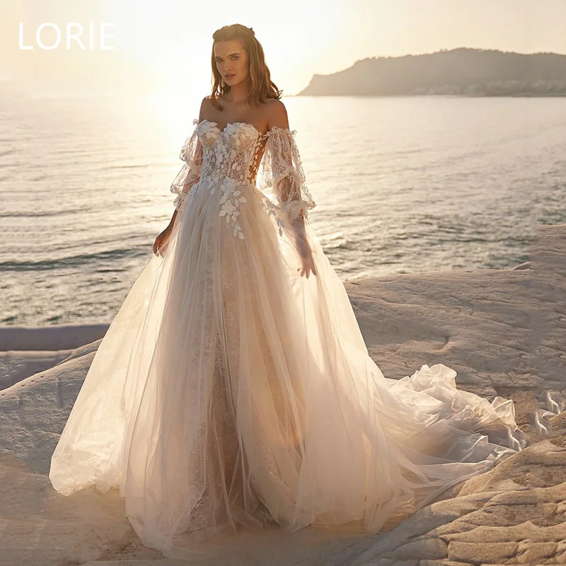 

LORIE Sexy A-line Lace Appliques Wedding Dress Princess Sweetheart Half Sleeves Wedding Gowns Backless Bride Gown Customized2025