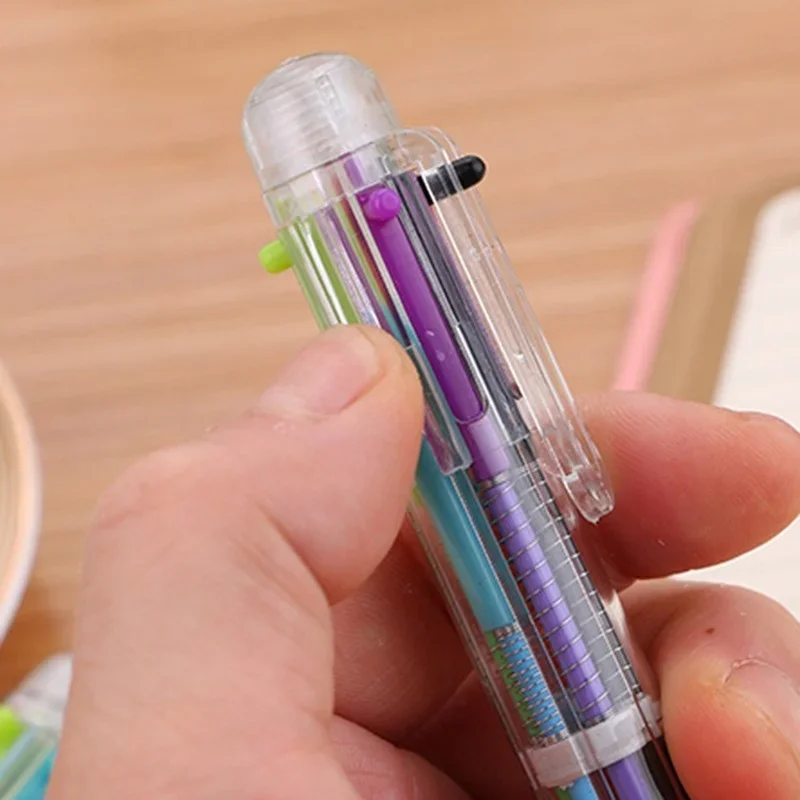 Ballpoint Pens Creative Stationery transparent 6 Color pressing Color Ball Pen Oil Pen Stationery