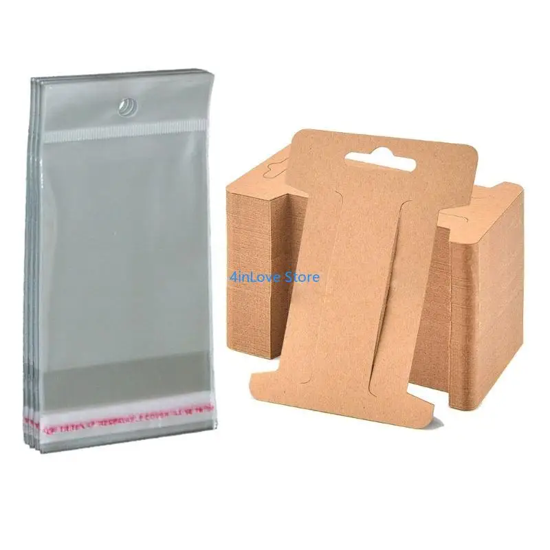 

T4MD 100pcs Blank Jewelry Display Cards Stylish Paper Tags for Hairpins Accessories