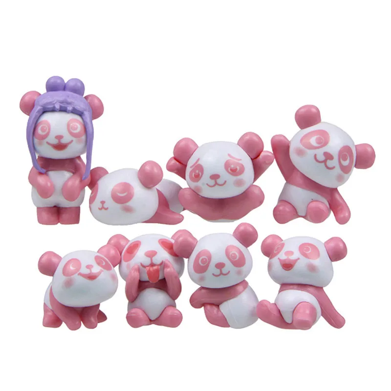 

8pcs Panda Figurine Playful Fairy Garden Dollhouse Decoration Micro Landscape Ornament Decoration Collect Gift