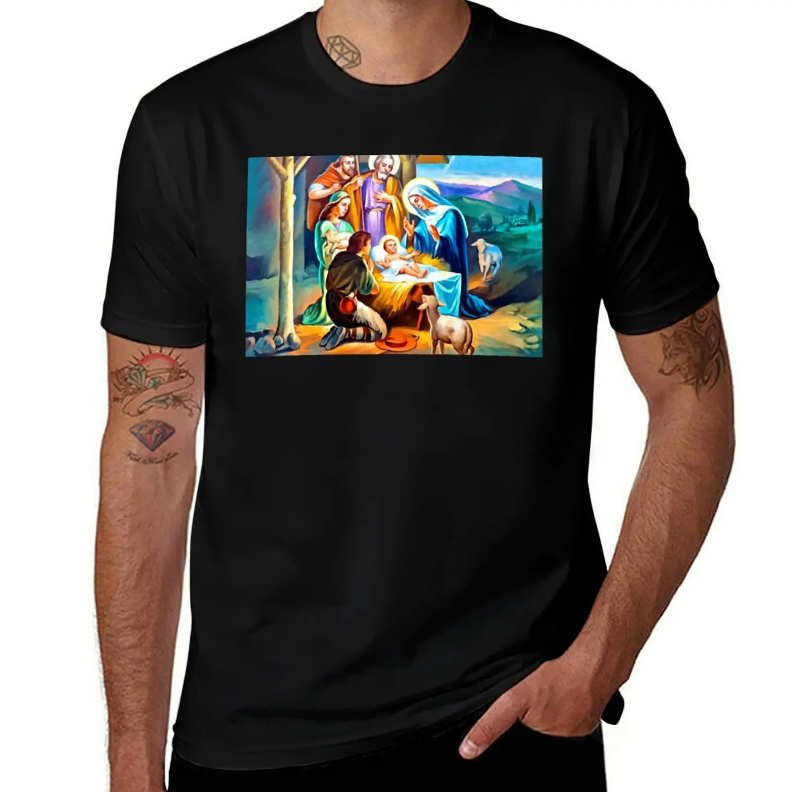 

The Light of Nativity Scene T-Shirt Casual Fashion Short Sleeve Cotton T-Shirt