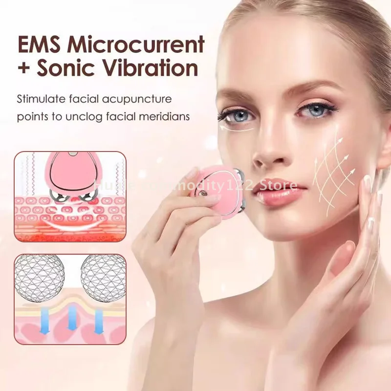 مدلك شد الوجه مكركرنت - جهاز رفع صغير جديد، مدلك كهربائي للوجه مع 3 سرعات تروس USB مدلك دوار مزدوج