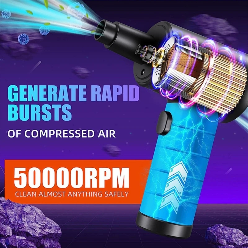 50000RPM Car Vacuum Cleaners Compressed Air Duster Handheld Rechargeable Vacuum For Home Powerful Electronics