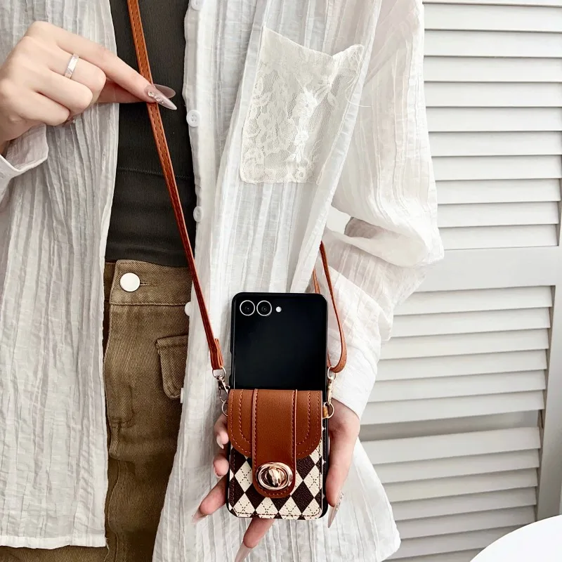 Diamant-Kartenhalter-Hülle mit Trageriemen für Samsung Galaxy Z Flip 7 8 6 5G ZFlip7 Flip7 – Stoßfeste Crossbody-Schutzhülle mit Umhängekordel – Detail 11