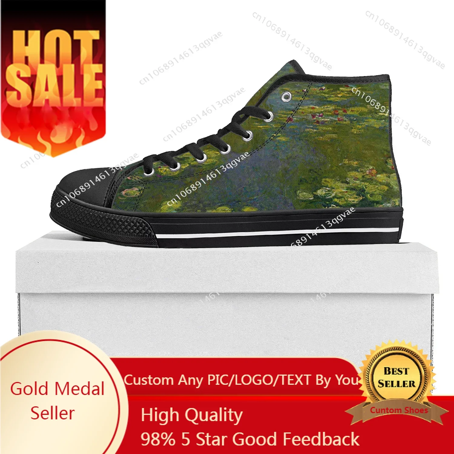 

Water Lilies High Top High Quality Sneakers Mens Womens Teenager Canvas Sneaker Casual Custom Made Shoes Customize DIY Shoe