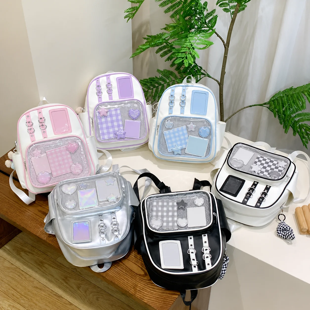 Transparent Ita Backpack Large Capacity Daily Backpack Transparent Backpack Stain-Resistant Casual Daypack For Shopping Badge