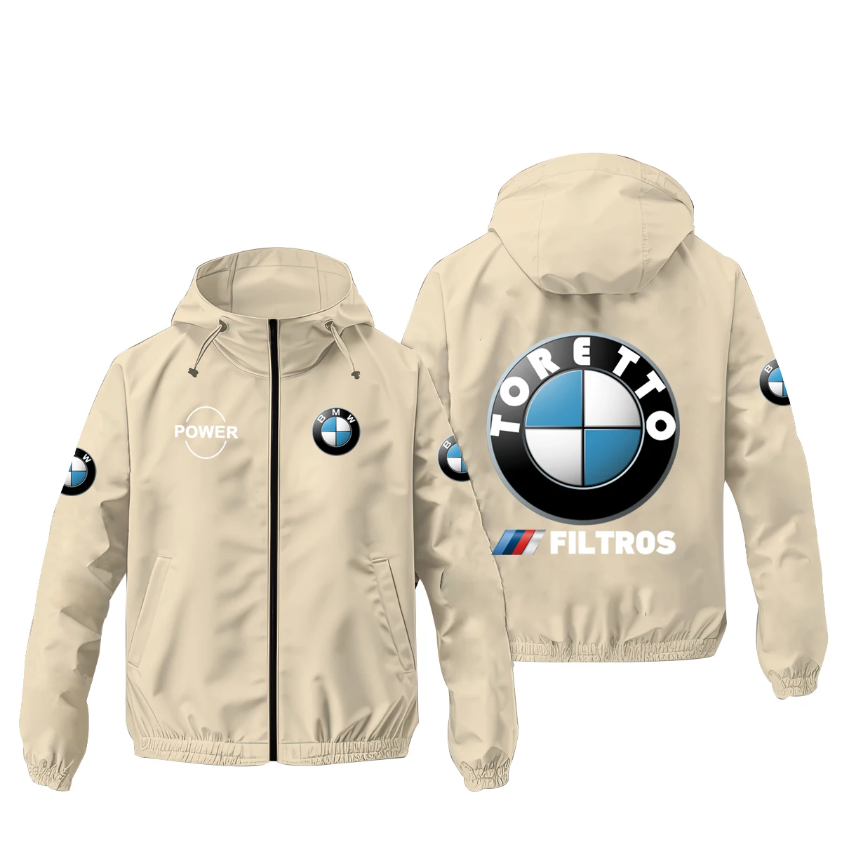 2025 BMW Logo Sportswear Men's BMW Printed Sportswear Casual Harajuku Hooded Sweatshirt Full Zipper Men's Windproof Jacket