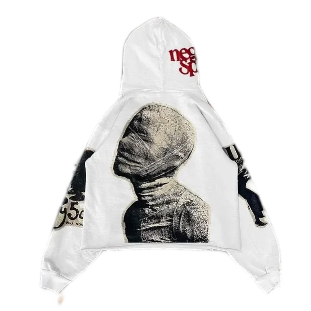 Oversized Gothic Mummy Print Sweatshirt Hoodie Y2K Anime Hoodie Long Sleeve Pullover Retro Punk Men and Women Loose Streetwear