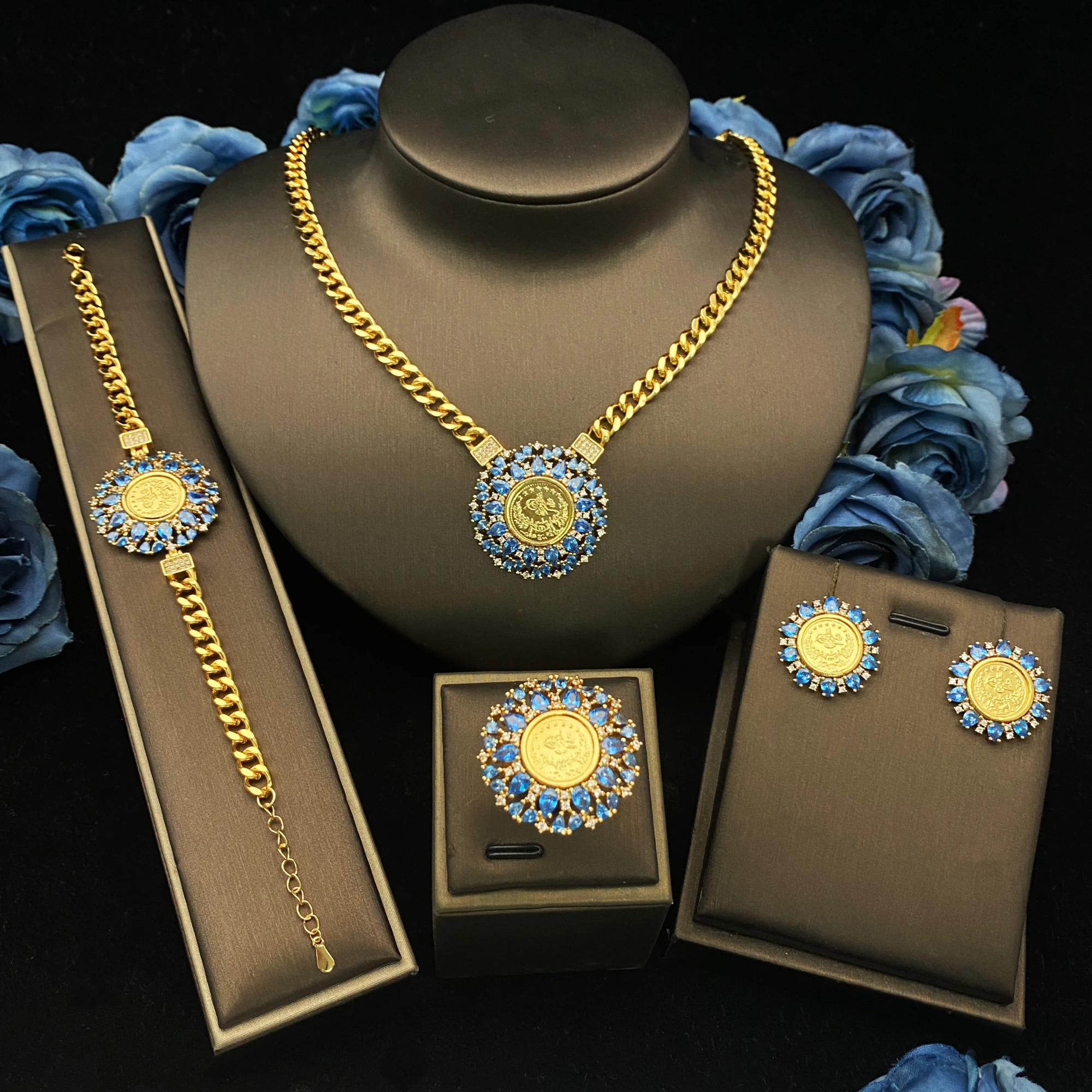 

JRH Zircon 4-Piece Jewelry Set Series Necklace Earrings Bracelet Ring Glamorous Sophisticated Style Premium Women’s Jewelry