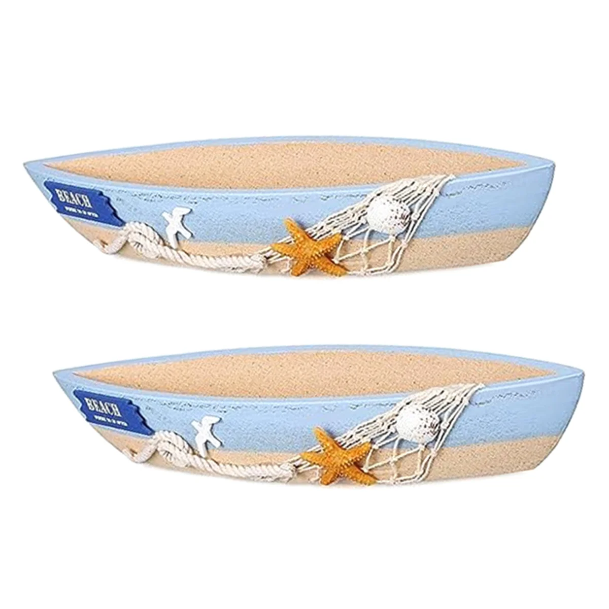 

Wooden Boat Tray Display Sailboat Model Decor 2 Pack Blue Boat Model Decoration Nautical Beach Ocean Decor