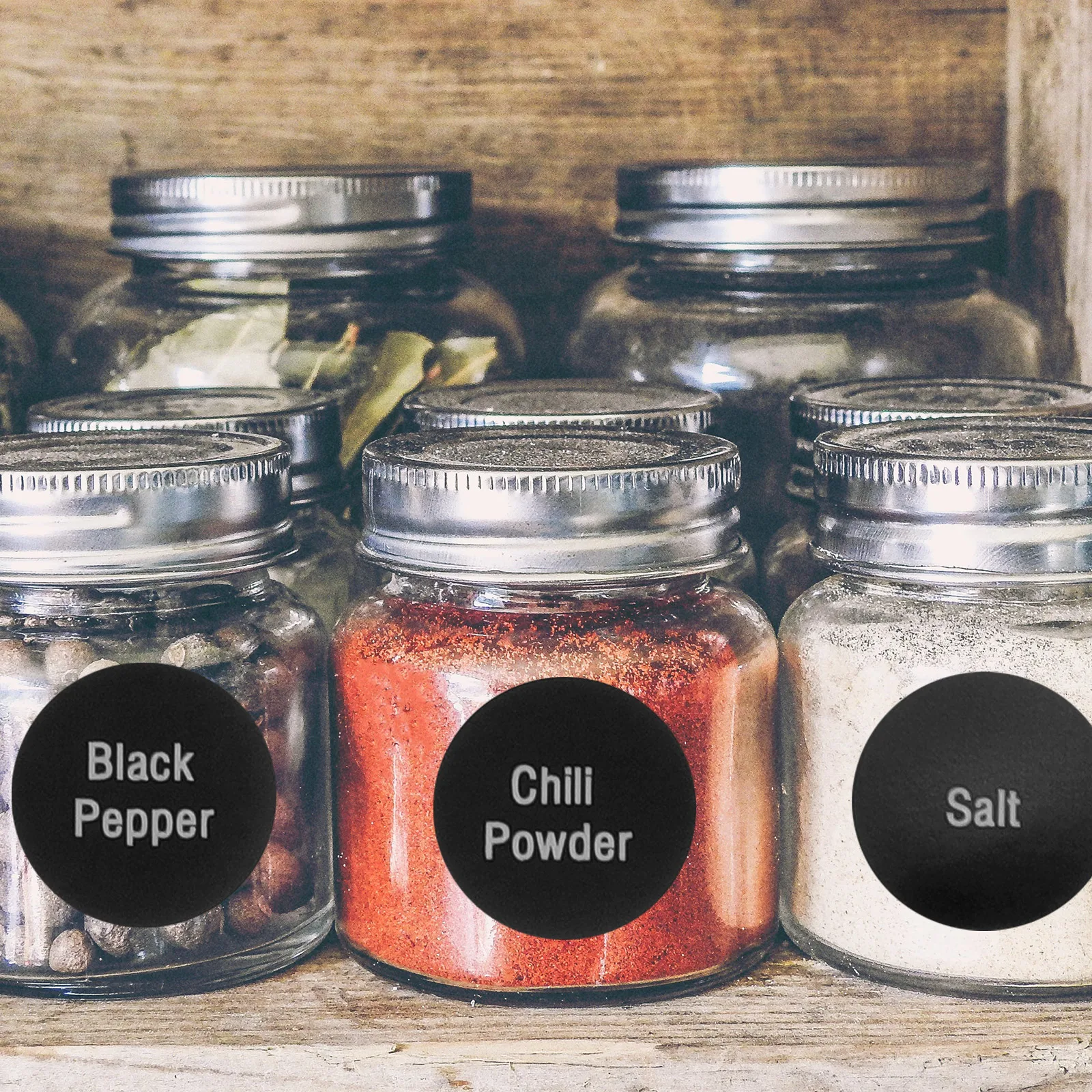 

8 Sheets Spice Jar Labels Round Self-Adhesive Kitchen Organization Condiment Bottle Markers Pantry Classification Label Set