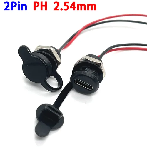 Toma de carga de alta corriente USB-C 2P con tuerca PH2.54 placa de bloqueo a presión USB TYPE-C hembra tipo C conector hembra impermeable JacK