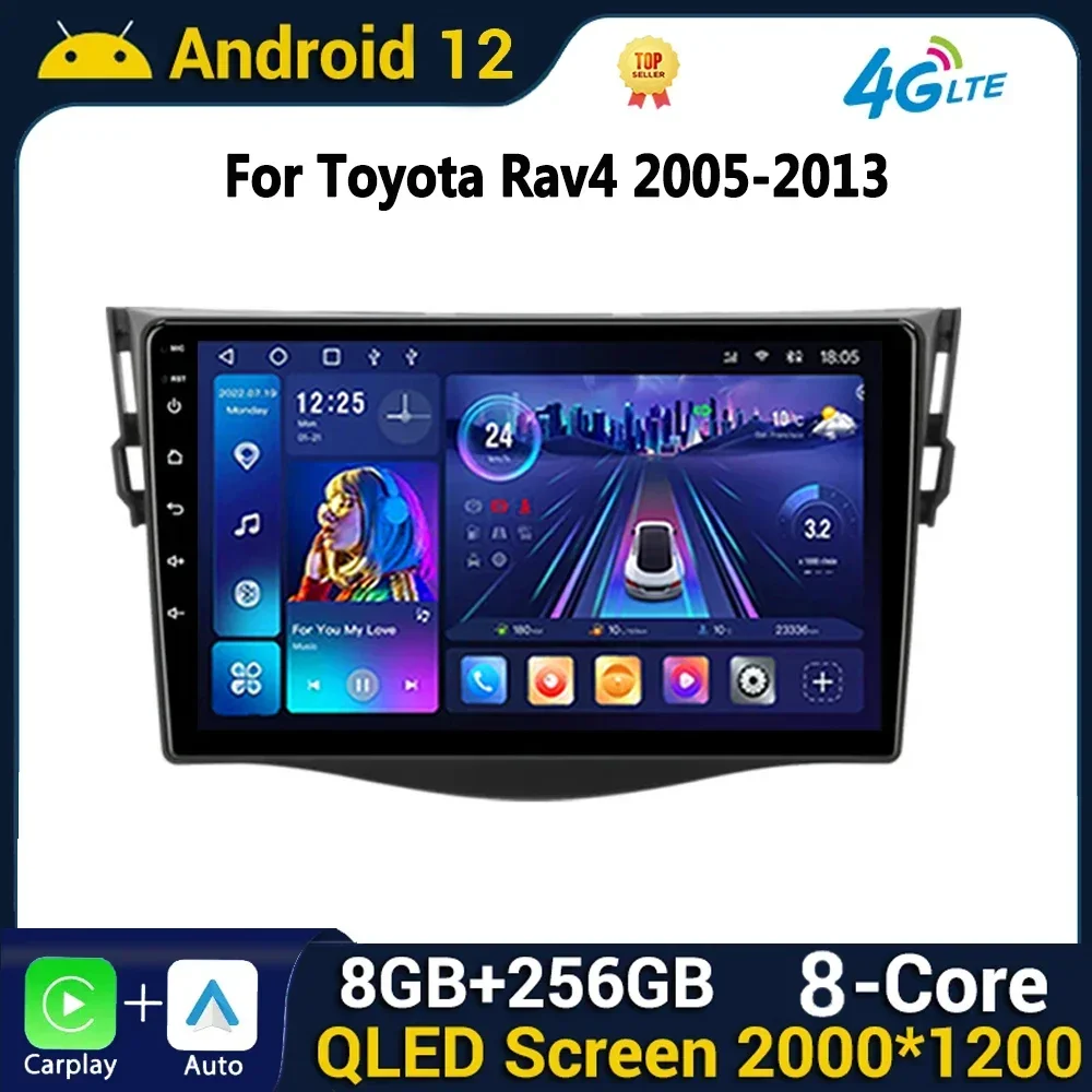 for Toyota RAV4 Rav 4 2005-2013 Android Car Radio Carplay Head Unit Multimedia Player 2Din DSP Navigation GPS WIFI Stereo DVD