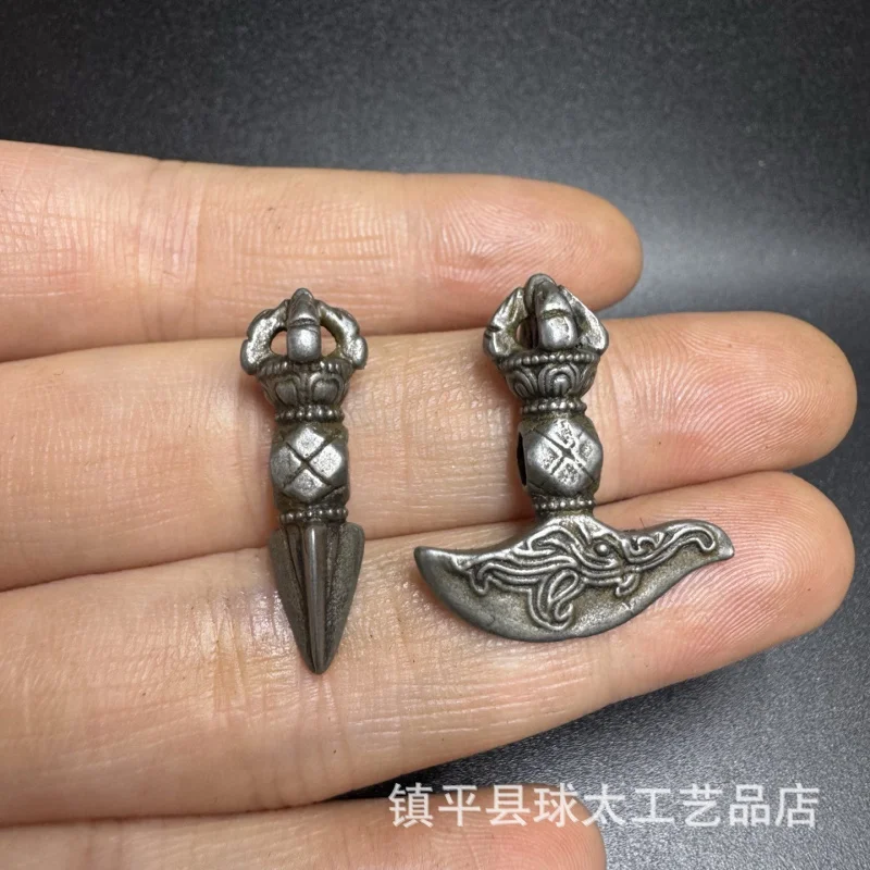 Tibetan iron machete, vajra axe, vajra scepter, hanging amulet, prayer beads, monkey head pendant, accessories and components