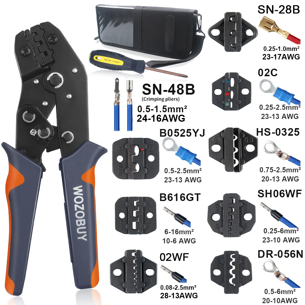 Wozobuy Crimp werkzeugs atz Ratschendraht-Crimp werkzeug, austauschbare Matrizen, für nicht isolierte, isolierte Ferrulen klemmen