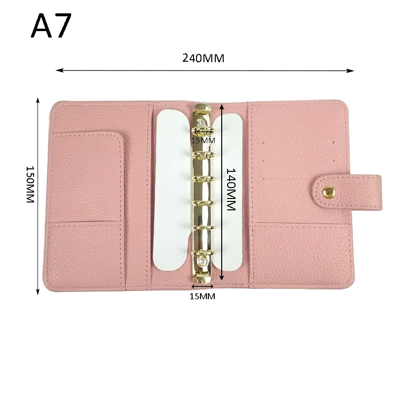 A7 Diary Case Leather Mini Notebook Cover Multifunctional 6-hole Notebook PU Planner Case Loose-leaf Journal Notebook Journals