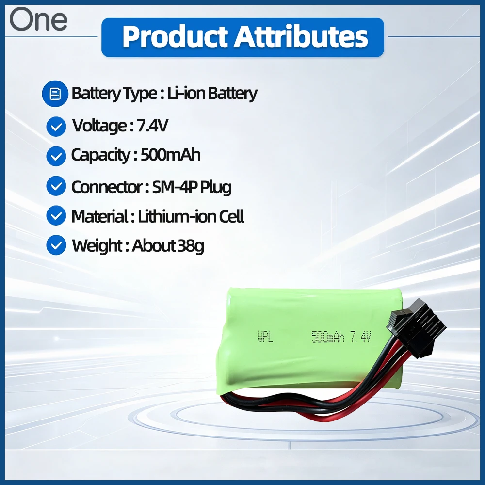 SM4P 7.4V 2S 500mAh 10C WPL Original battery Li‑Ion Rechargeable Battery Pack RC Upgrade Accessory for WPL C104 C94 C54 D12 D14