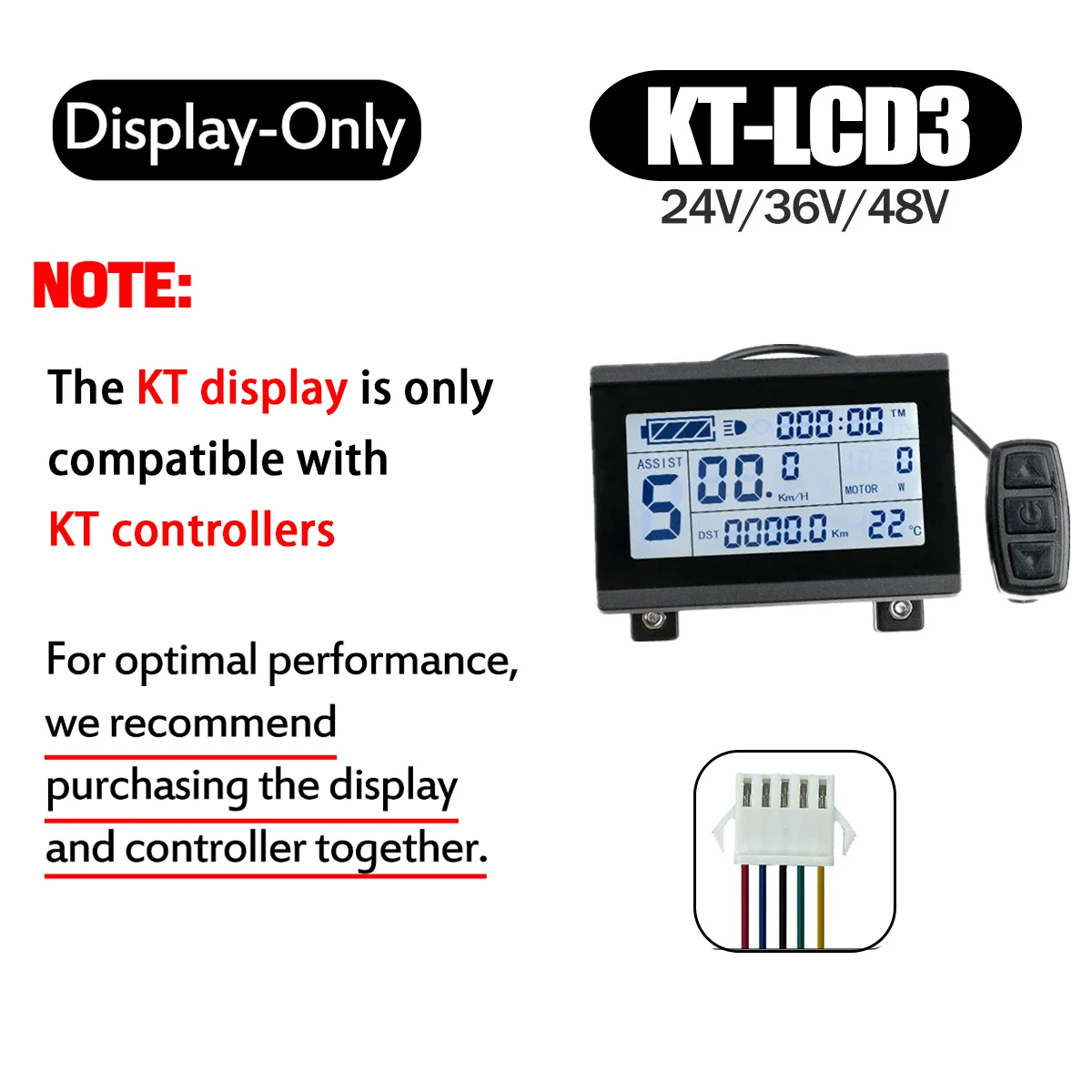 KT Controller 15A 17A 22A Electric Bike Controller with LCD3 Display Panel 36V 48V for Ebike Accessories for 500W motor image 3