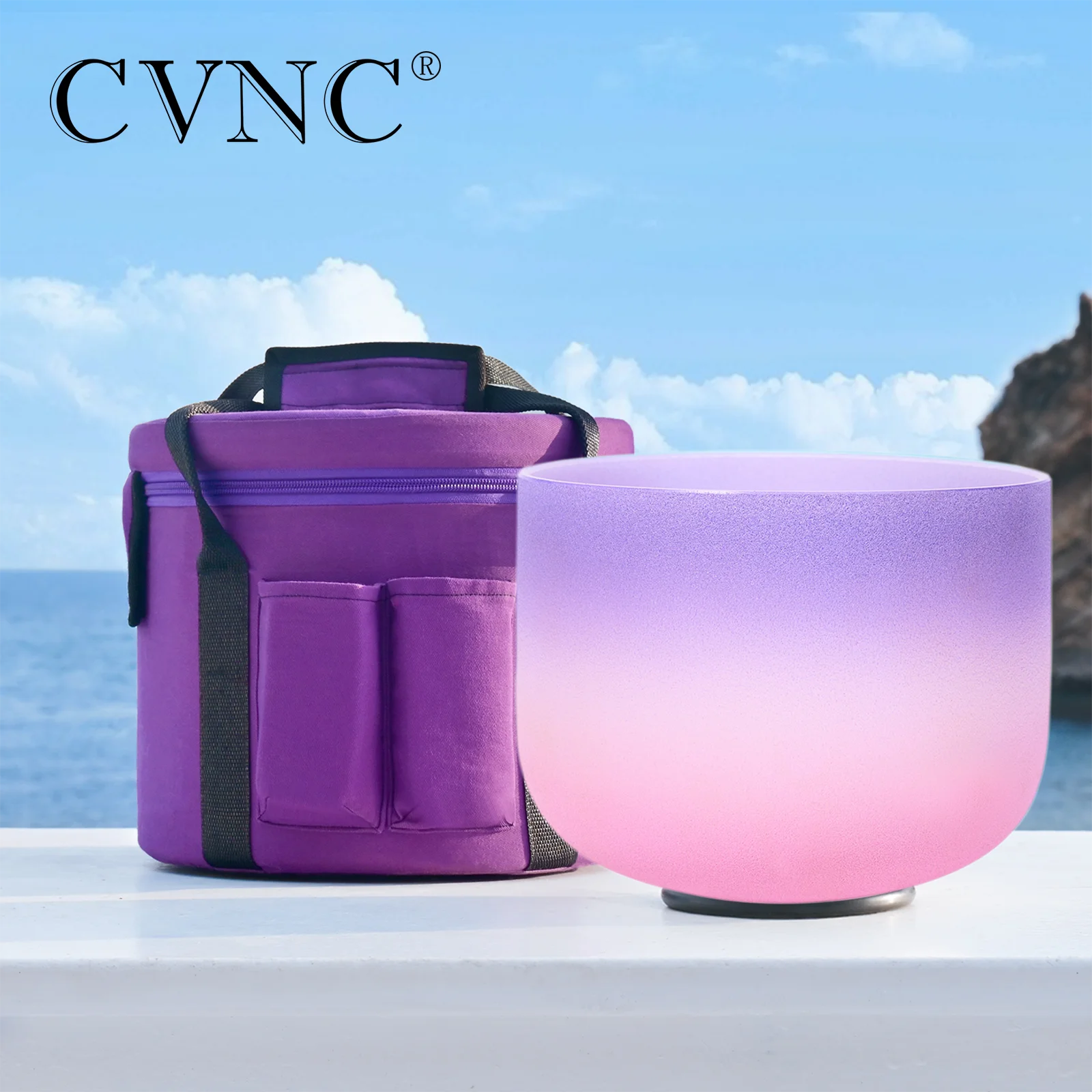 

CVNC-Frosted Crystal Singing Bowl, Candy Colored, Purple Carry Bag, Note B, 8 inch