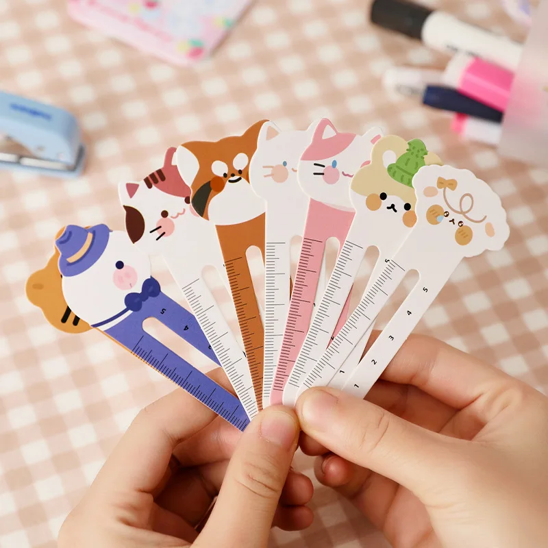 Kawaii Cartoon Bookmark Cute Animal Ruler Bookmark Label Gift Literary Exquisite Student Stationery Tape Book Holder 30pcs