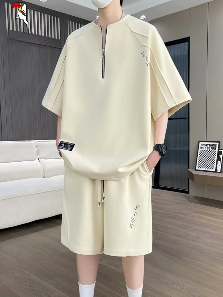 tucano-woodpecker-ensemble-short-et-t-shirt-demi-zip-a-manches-courtes-pour-jeunes-leger-sportif-decontracte-deux-pieces-leger-et-tendance