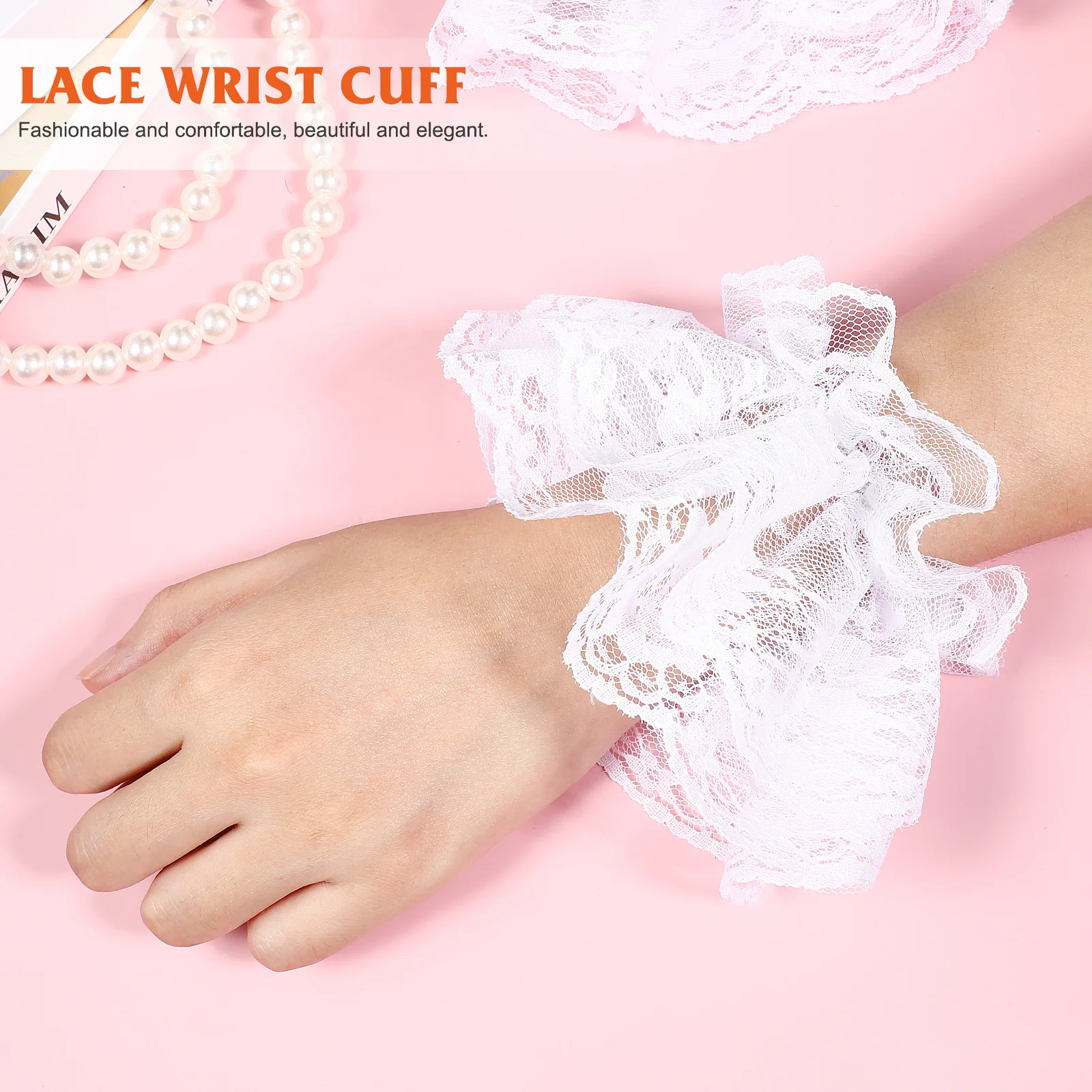 2Pairs الدانتيل المعصم الأكمام قصيرة أنيقة لوليتا نمط قفازات اليد لحفل الزفاف مساء فستان اكسسوارات النساء #4