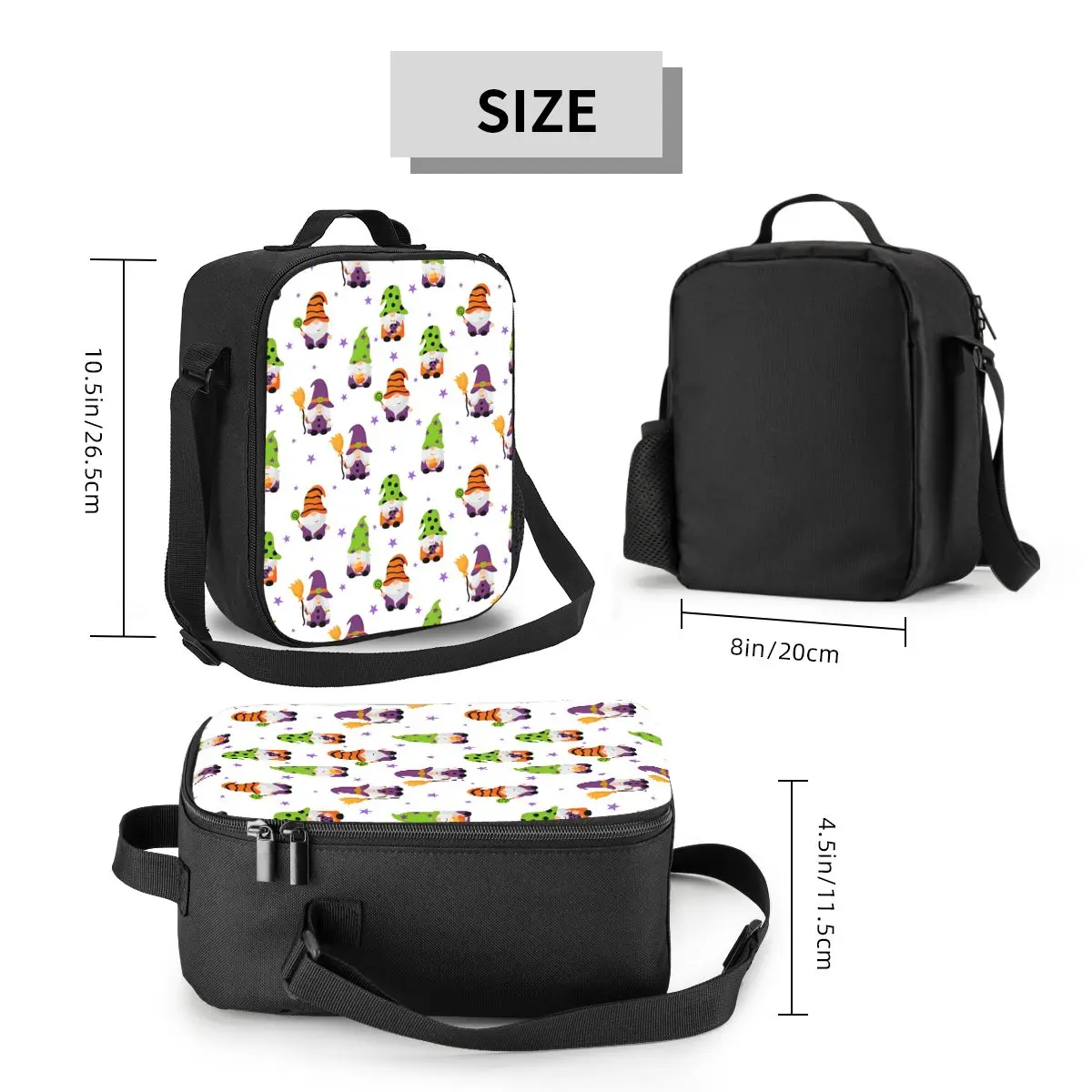 Cute Halloween Gnomes Insulated Lunch Bag for Women Cooler Thermal Lunch Box Office Picnic Travel