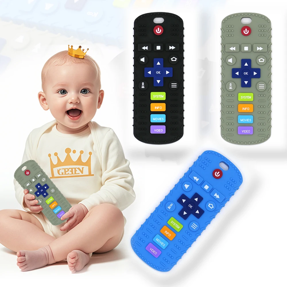Children's Silicone Remote Control Teether Baby Oral Appetite Period Soothing Remote Control Teething Bite Gum Anti-Eating Toys