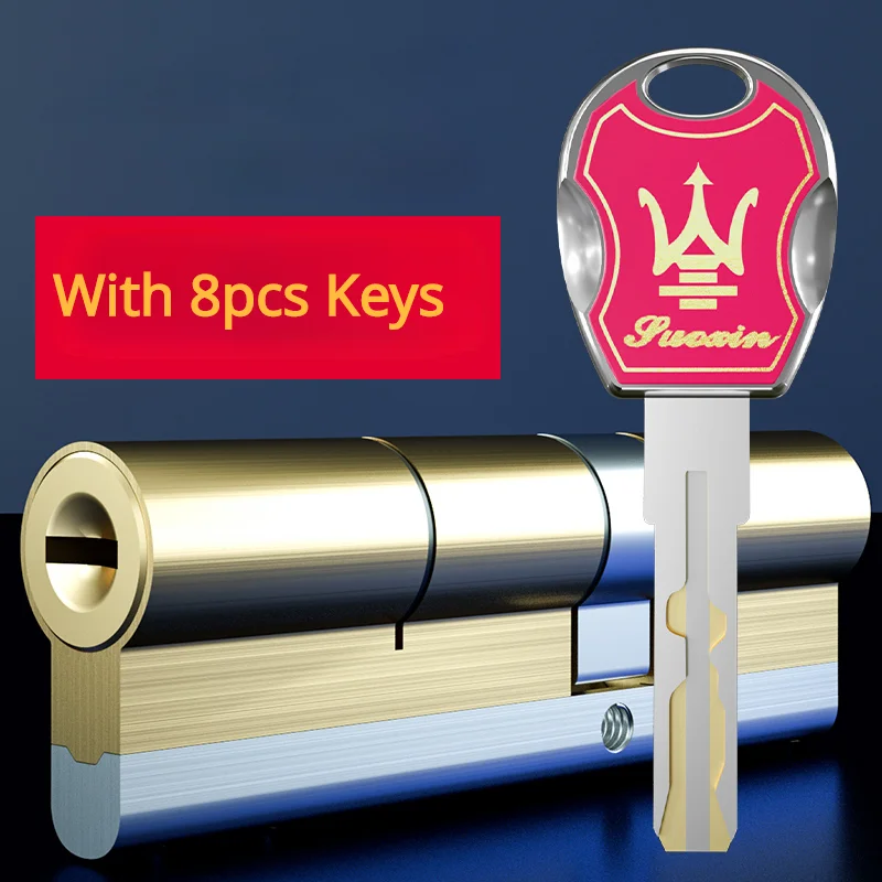 Security Door Lock Cylinder Super C Brass Anti Pry anti-collision Beam 8 Snake Groove 8 Keys cylindre de porte européenne