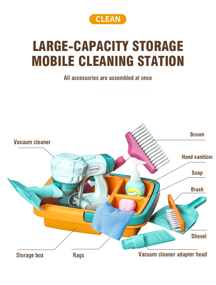 تنظيف لعبة لعب الأدوار مجموعة لوازم التدبير المنزلي عربة التنظيف الكهربائية فراغ مكنسة ممسحة تنظيف أداة لعبة تعليمية هدية عيد الميلاد #6