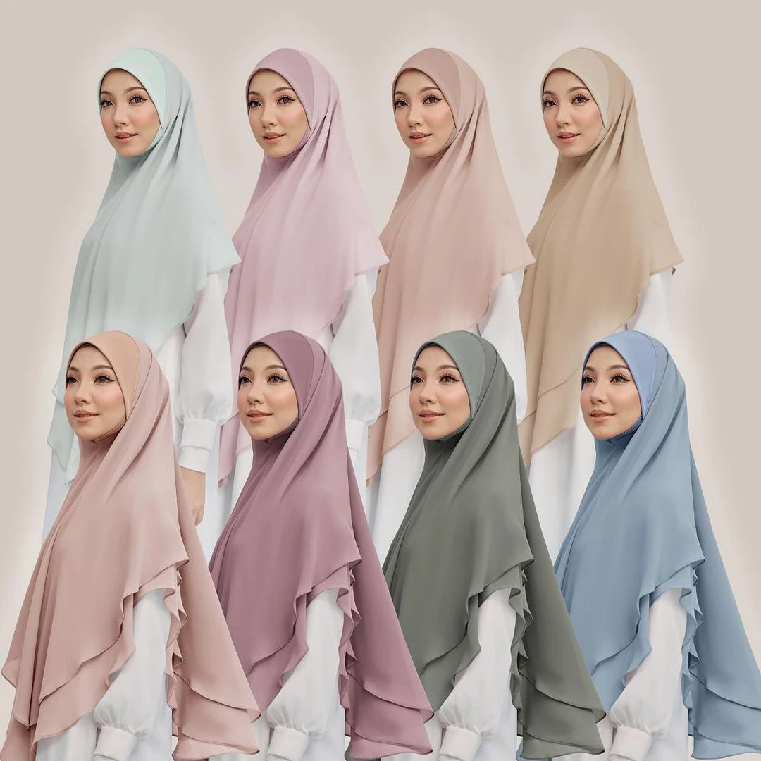 1pc Women Chiffon Instant Hijab Scarf Double layered Big size abaya Hijabs