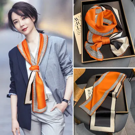 japanese-style-silk-scarf-long-narrow-women's-fashion-belt-waistband-drifting-band-necktie-shirt-suit-trendy