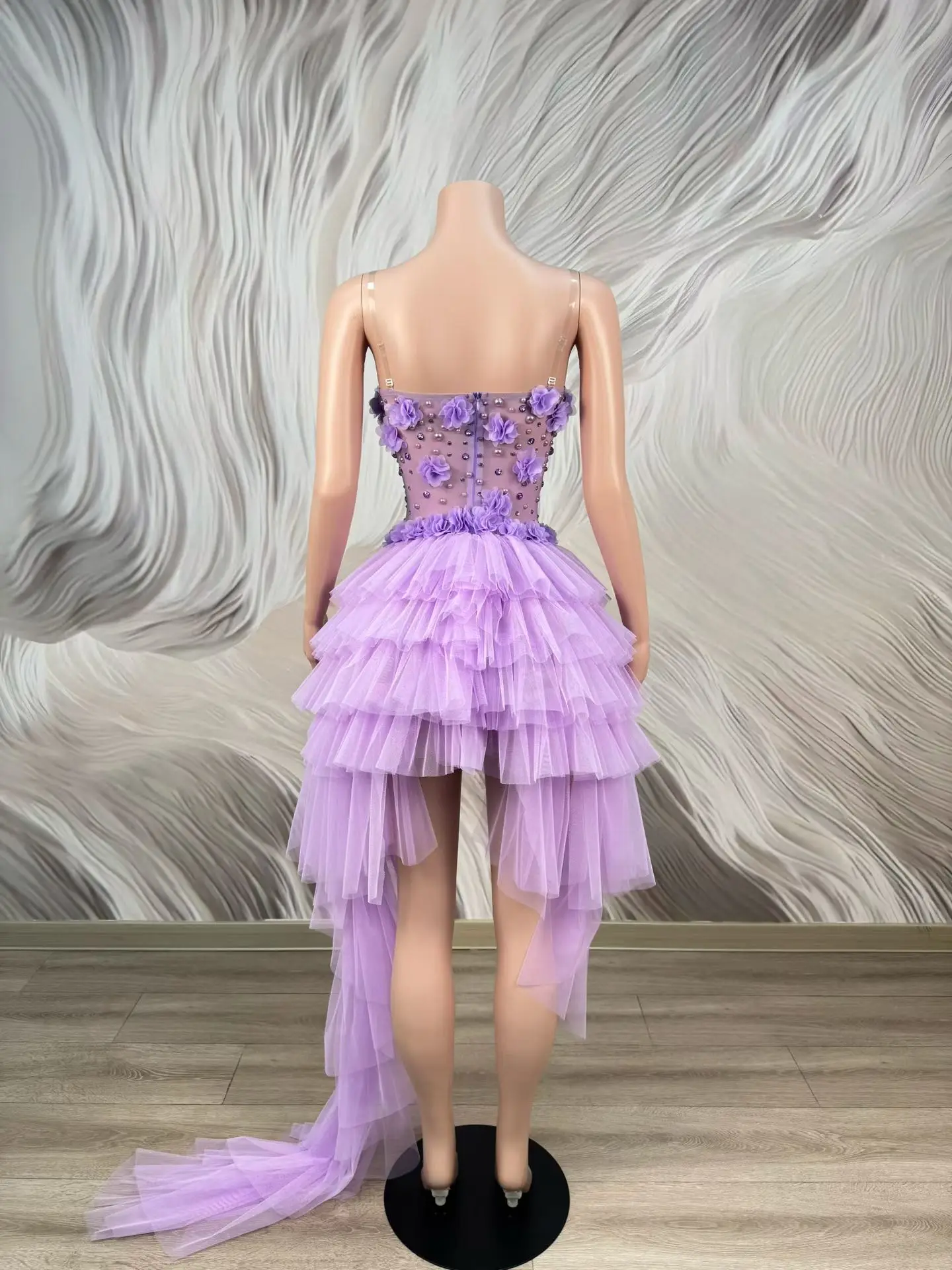 

Роскошное женское вечернее платье Chunxiao, сексуальное фиолетовое сетчатое платье принцессы с цветочным узором, платье на заказ для особых случаев, платье для дня рождения, коктейльное платье, выпускное платье