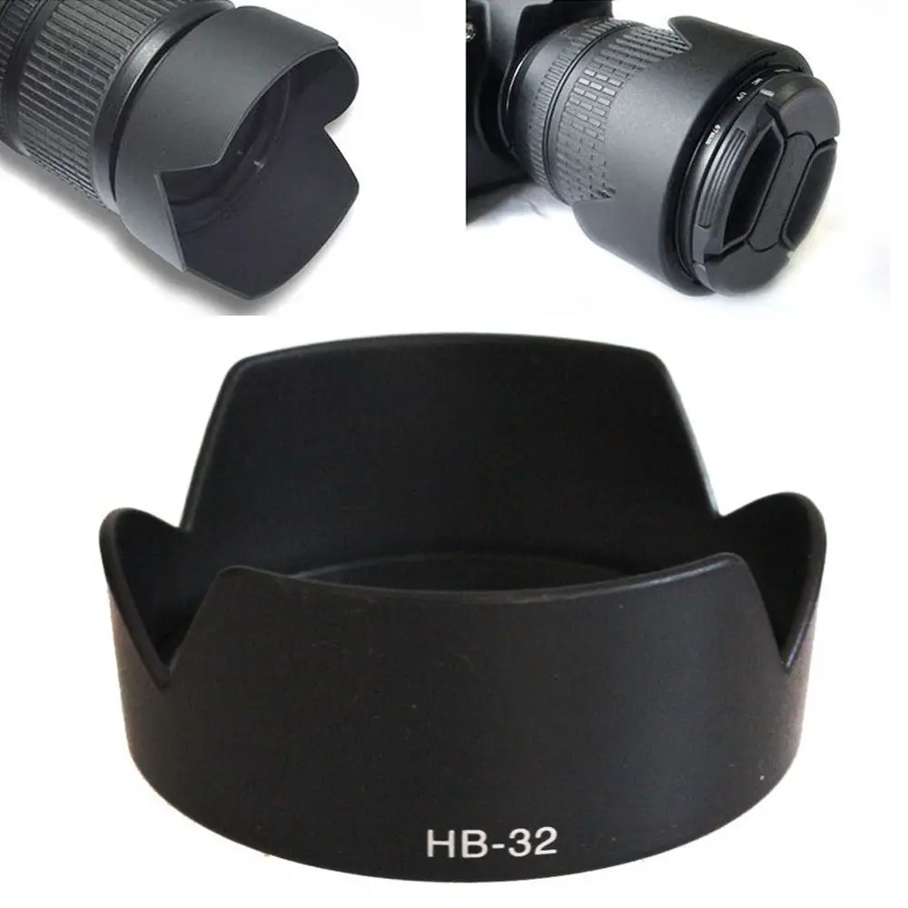 HB-32 67mm 렌즈 후드 ABS 블랙 카메라 렌즈 차양 Nikon D90 D5200 D7000 D7100 D5100 카메라 액세서리 용 눈부심 방지 커버