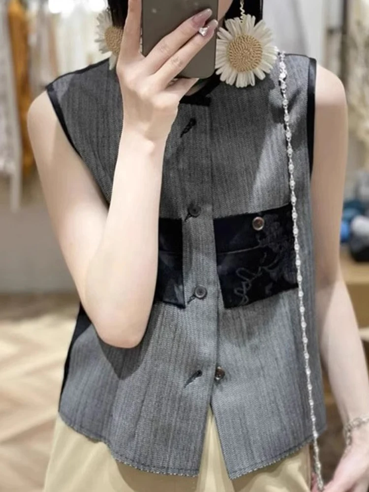 

Корейский круглый жилет на одной пуговице Ne, небольшой дизайн, Sensation Color Blo, элитный жилет с запахом, повседневная мода...