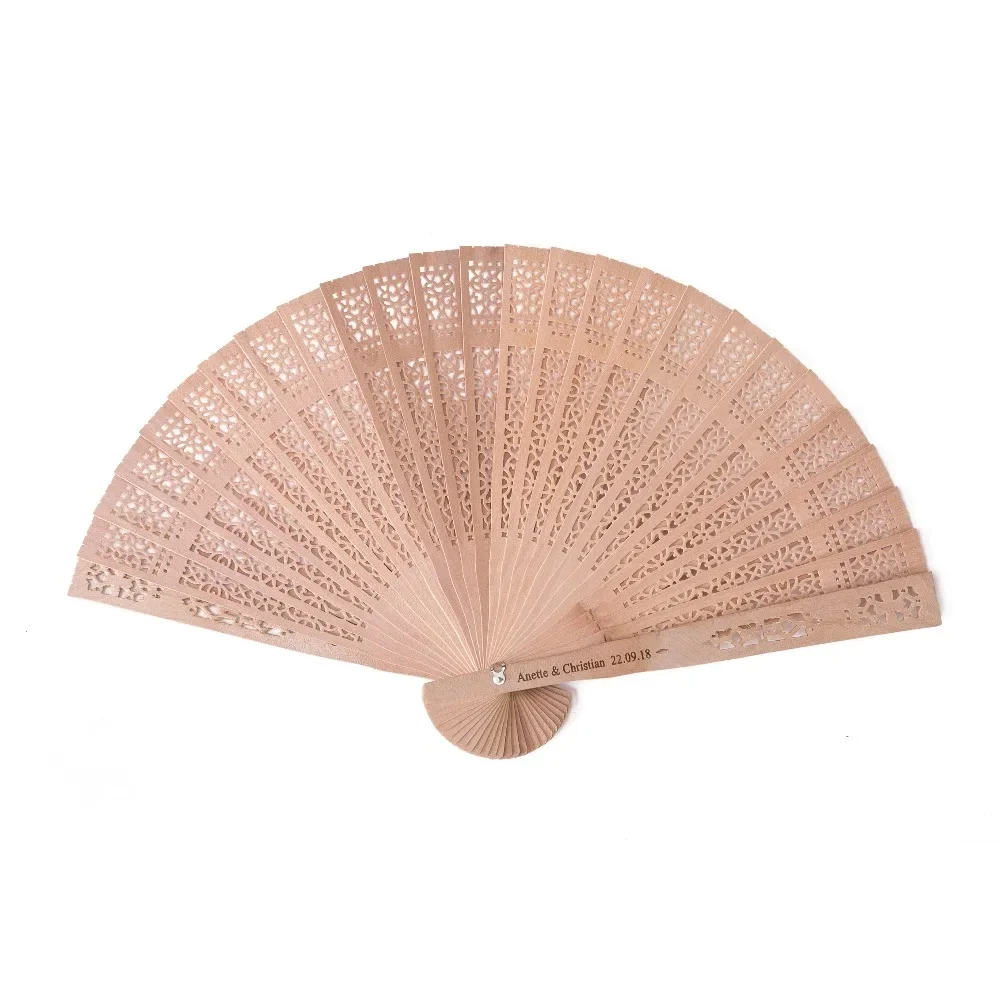 Personalized Customized Wooden Fan Wedding Favors Gifts Sandalwood Hand Fan Party Decoration 20Cm Wood Folding Fan