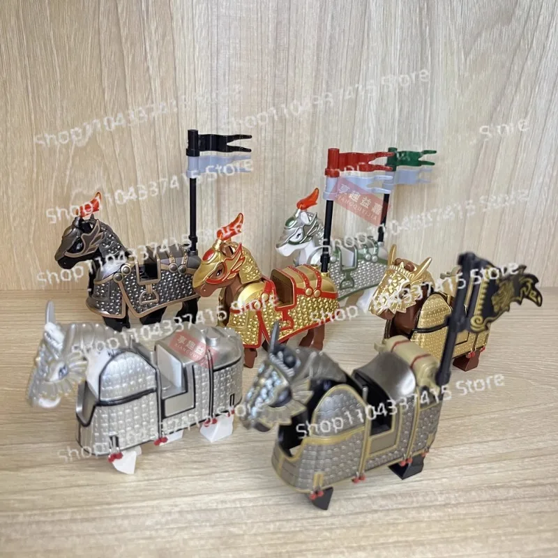 MOC Building Blocks Three Kingdoms Guan Yu Red Rabbit War Horse Assembled Accessories Ornaments Puzzle Collection Toys