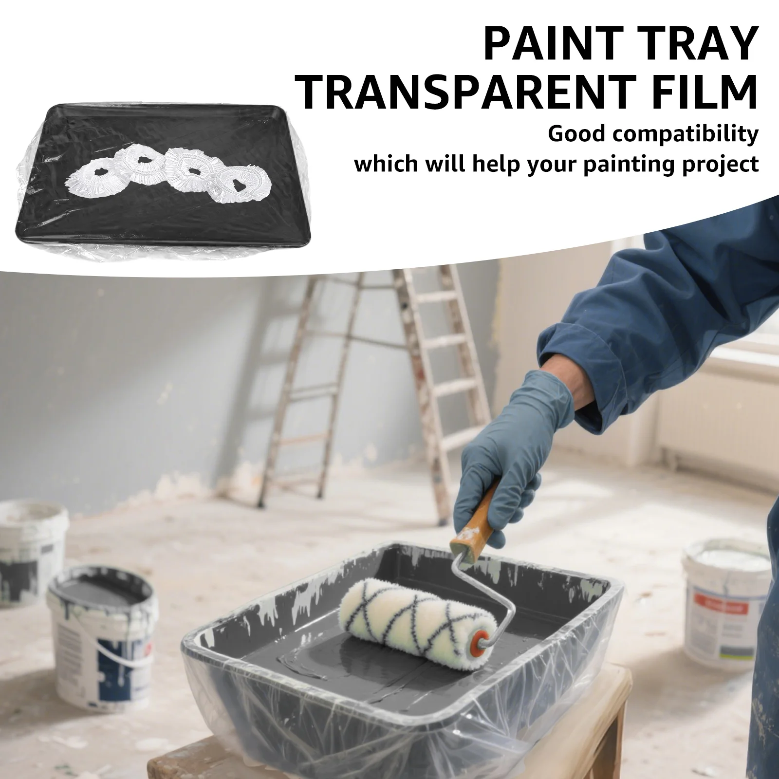 40Pcs Disposable PVC Paint Tray Liner Large Capacity Textured Surface For Painting Tool Supply Holder Plastic Coating Pan Paint