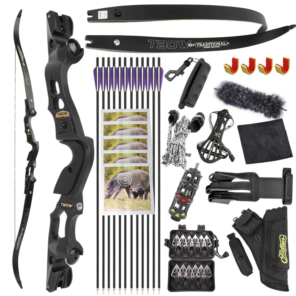 

Archery Hunting Recurve Bow Set Takedown Bow 35Ibs Aluminium Alloy Bow Handle Outdoor Archery Hunting Shooting Training Sport