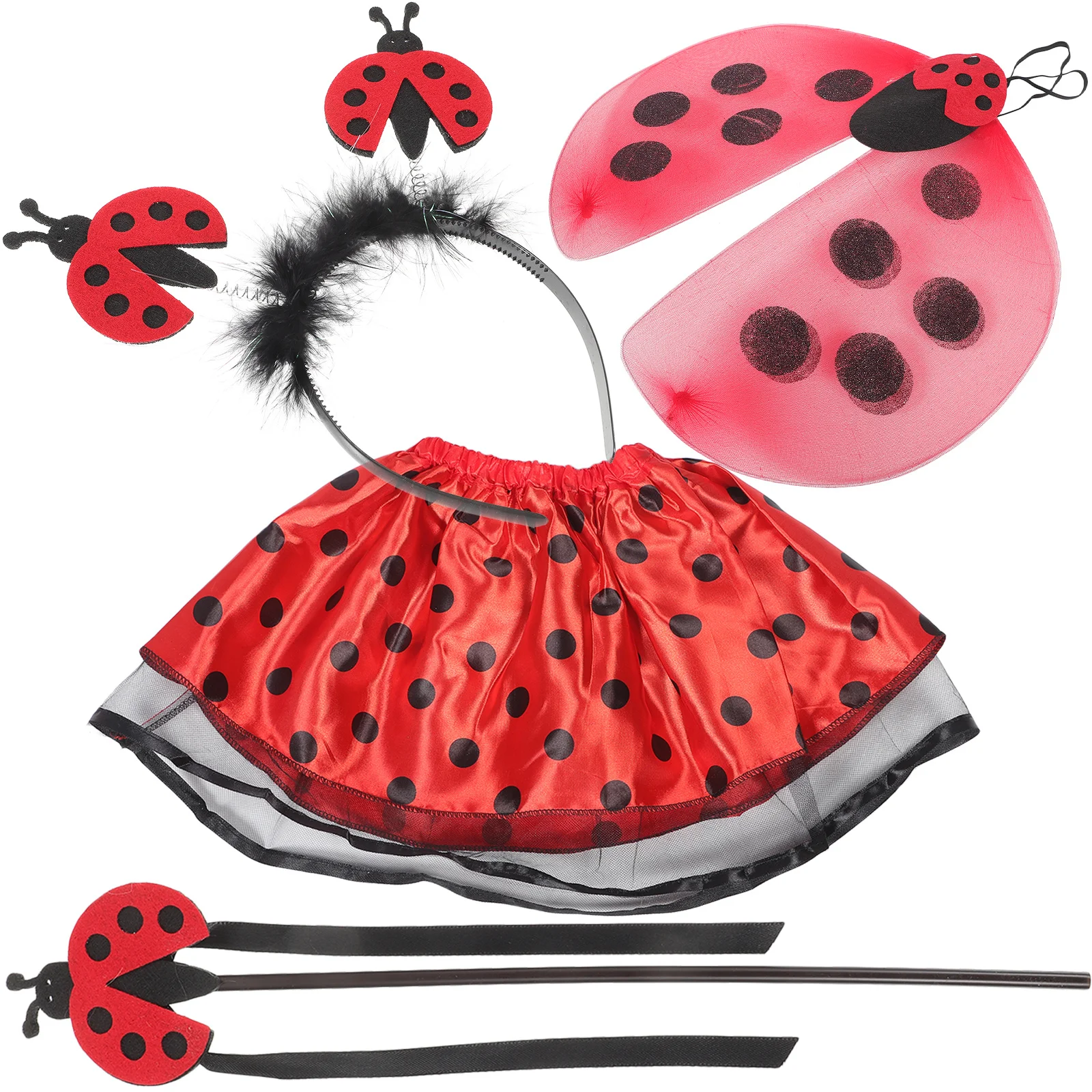 

4 Pcs/set Skirt Gauze Suit Dress Little Costumes Fairy Outfit Ladybug