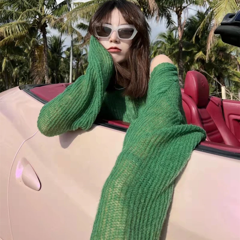 Neue Sommer und Herbst Gestrickte Hohl frauen Pullover Modische Meer Urlaub Lose Beiläufige Jumper